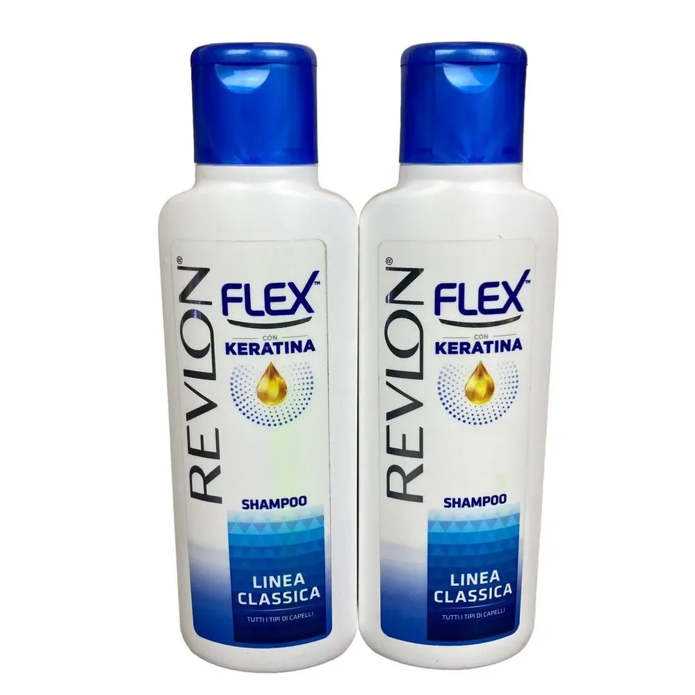 2 Pack Revlon Flex Keratin Protein Shampoo - Italian Import 400 ml - 13.5 Oz